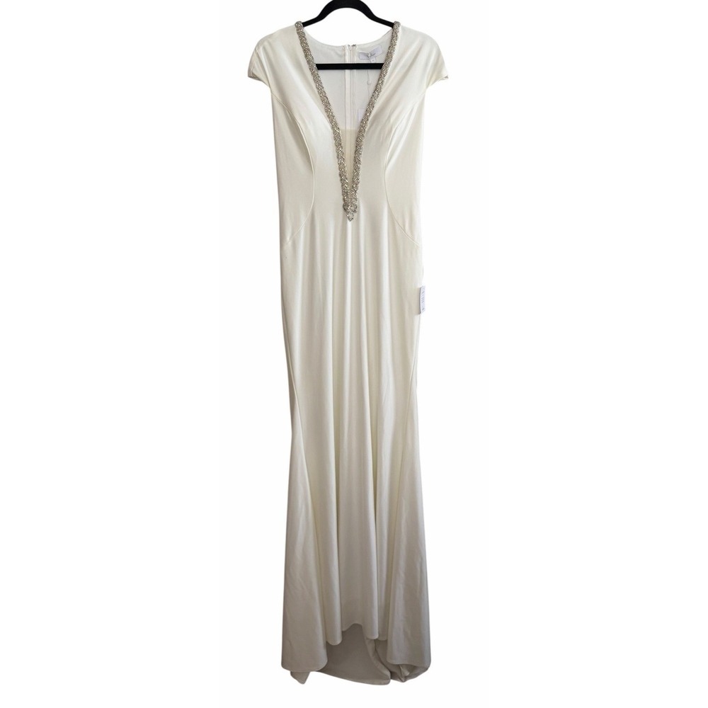 Lulus True Love Story White Embellished Cap Sleeve Mermaid Maxi Dress Size 8‎